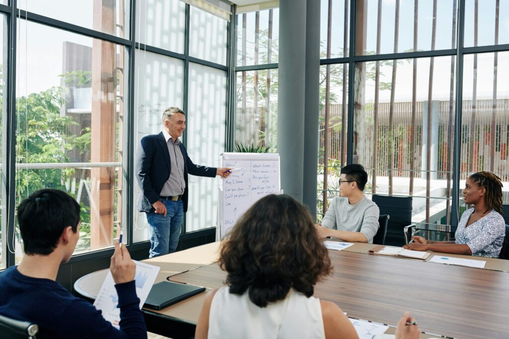 Entrepreneur conducting business training